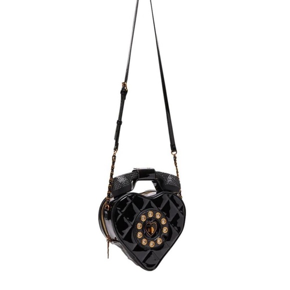 Betsey Johnson Black and Gold Heart Phone Bag - Picture 4 of 10